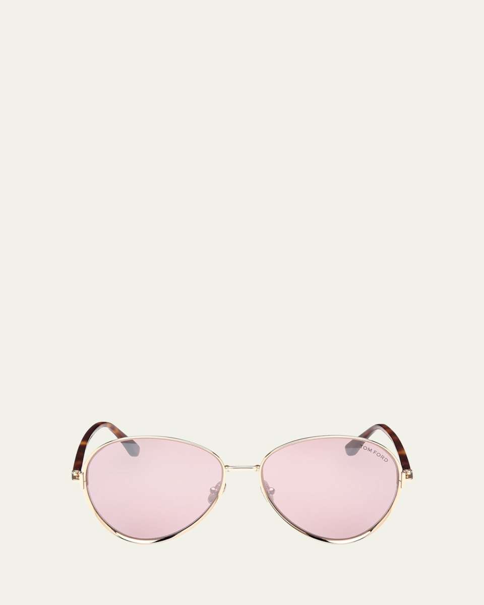 Rio T-Logo Round Metal Sunglasses